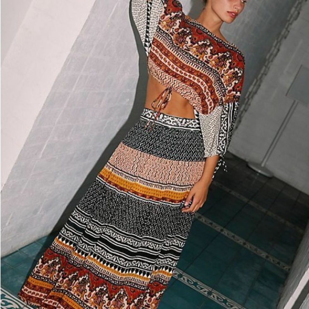 Rare Free People Global Bohemian Patterned Two-Piece Set NWT